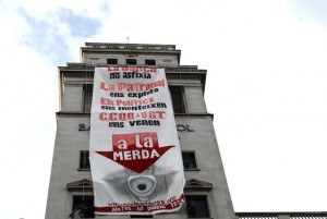 Acció a Barcelona el 25 de setembre del 2010, acte reivindicatiu previ a la vaga general.