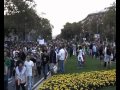 Imatges del bloc de la manifestació del #15o que va fer una acció vinculada amb sanitat.